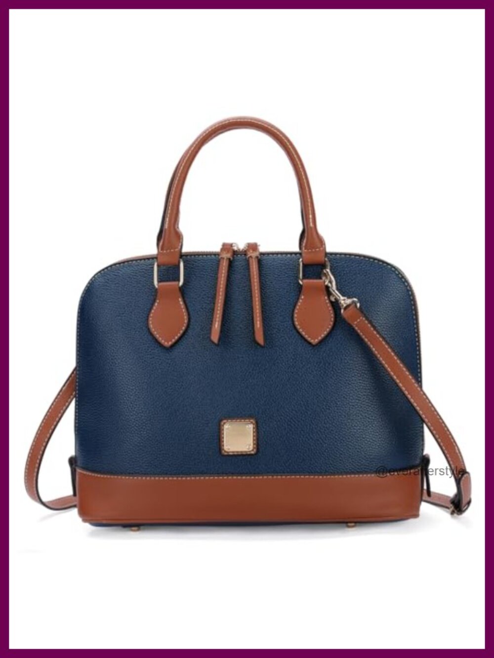 Faux Leather Top Handle Satchel Purse Crossbody Bag with Detachable Strap
